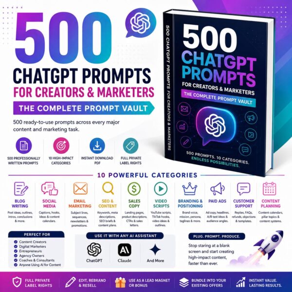 500 ChatGPT Prompts for Creators & Marketers