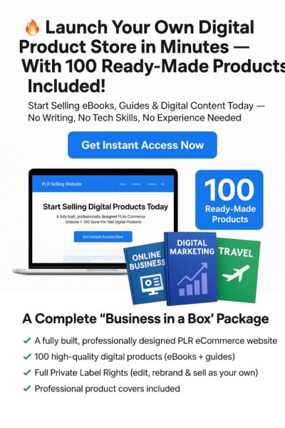 PLR selling website with 100 products