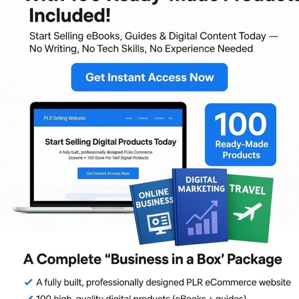 PLR selling website with 100 products
