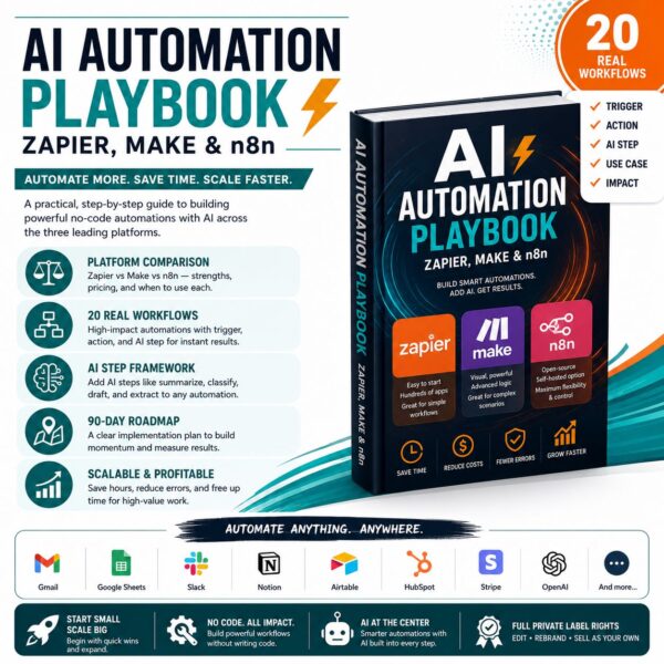 AI Automation Playbook: No-Code Workflows with Zapier, Make & n8n